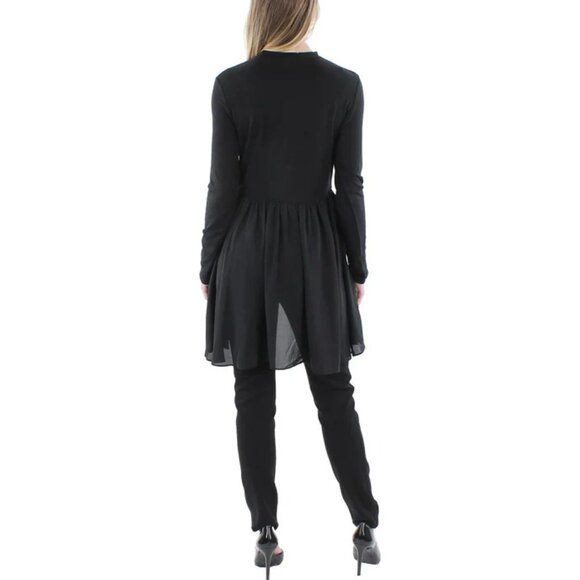 CHIFFON TRIM HI-LOW TUNIC TOP - Picture 3 of 4